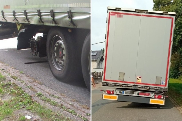 В Германии белорус вел фуру без колеса В Германии белорус вел фуру без колеса